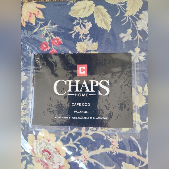 CHAPS Home Cape Cod Window Valance Blue Floral 80" Country Cottagecore Farmhouse - Picture 1 of 4
